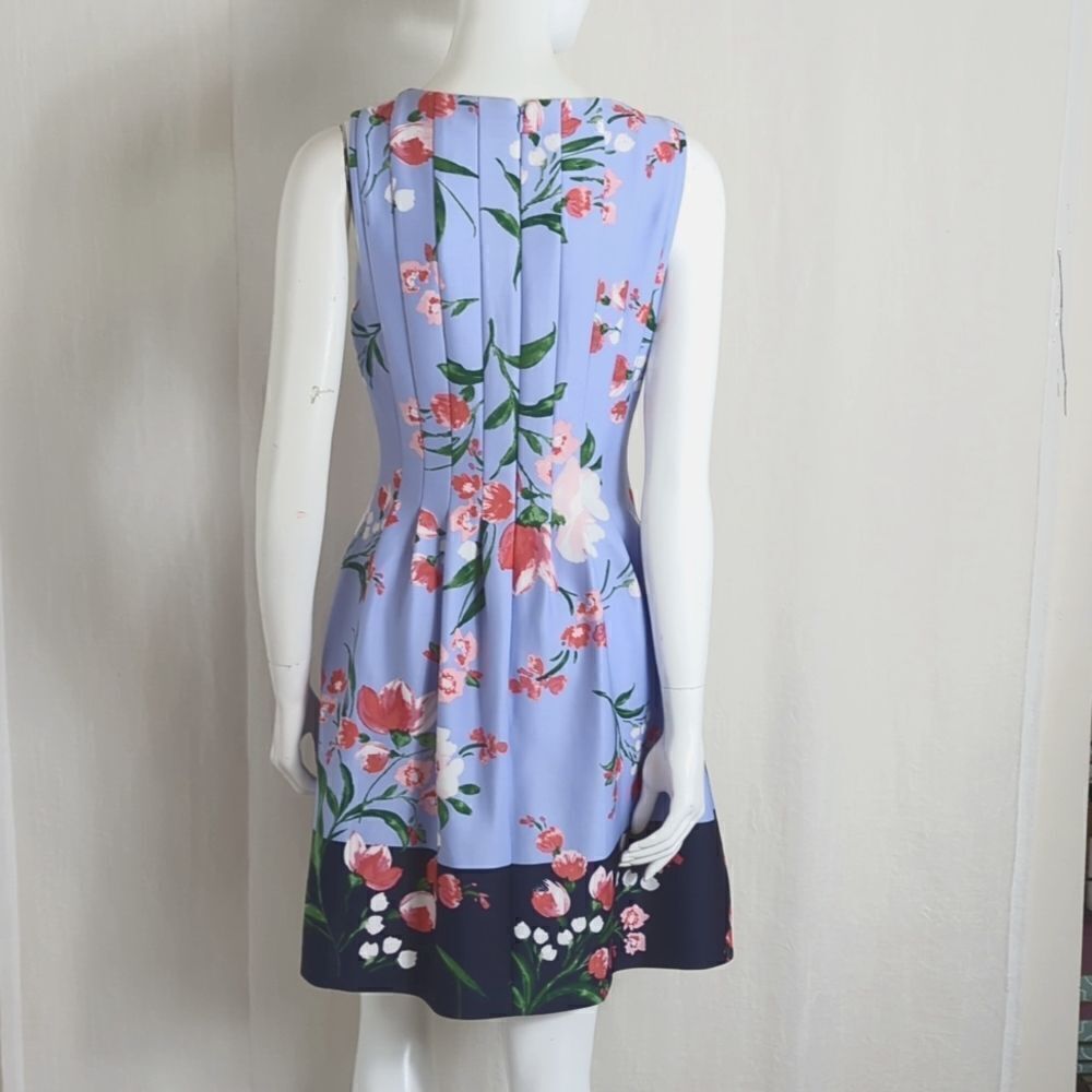 Vince Camuto Fit and Flare Blue Print Mini Dress Size 6 - Picture 5 of 7
